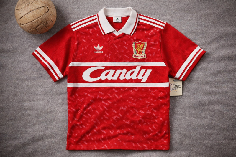 Retro Fußballtrikot im TrikotKult Stil, flach fotografiert